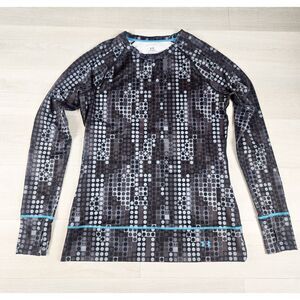 Under Armour ColdGear Women L Gray Dot Print Thermal Base Layer Top Thumbhole